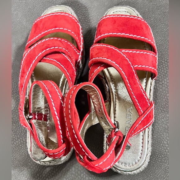 ♥️PRADA♥️ Red Suede Espadrilles - Picture 6 of 6